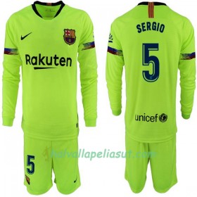 Jalkapallo Pelipaidat FC Barcelona Sergio 5 Lasten Vieraspaita 2018-2019 Pitkähihainen